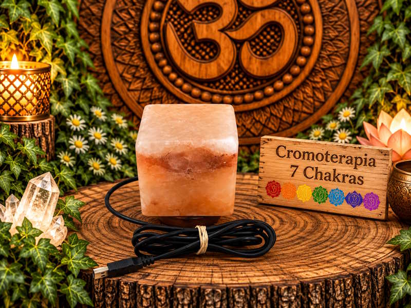 Lámpara Sal Cubo Cromoterapia Usb
